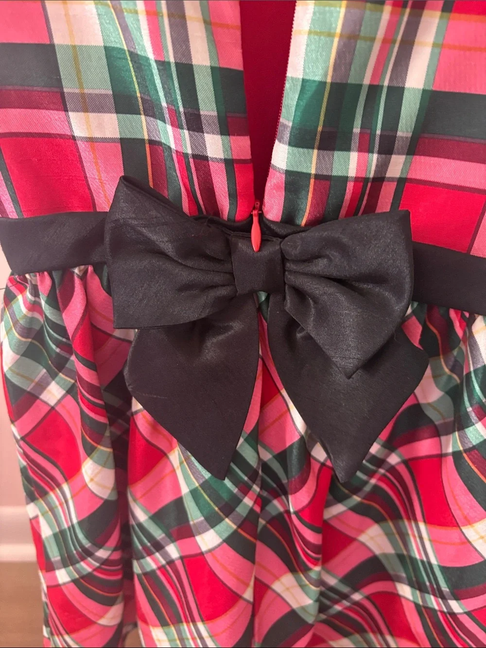 Gymboree Red Green Plaid Holiday Dress with Black Waistband